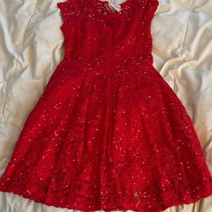 Charming Scarlet Lace Kids Dress
